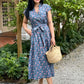 Kiara Cotton Dress | Steel Blue Floral