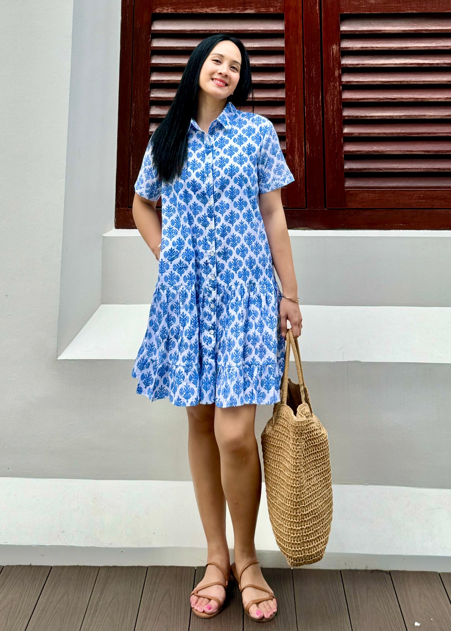 Elise Shirt Dress | Tea Blue