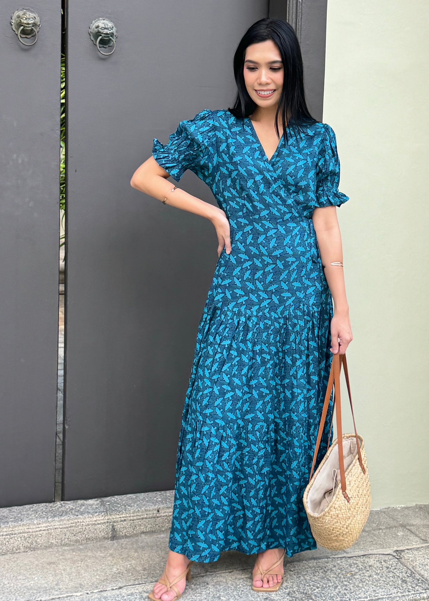 Della Wrap Dress | Blue Flock