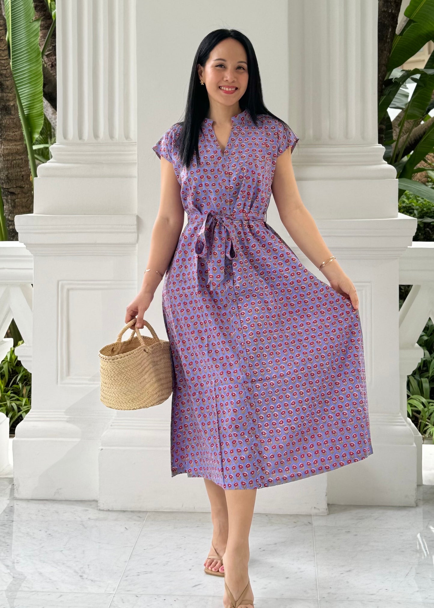 Kiara Cotton Dress | Purple Royal