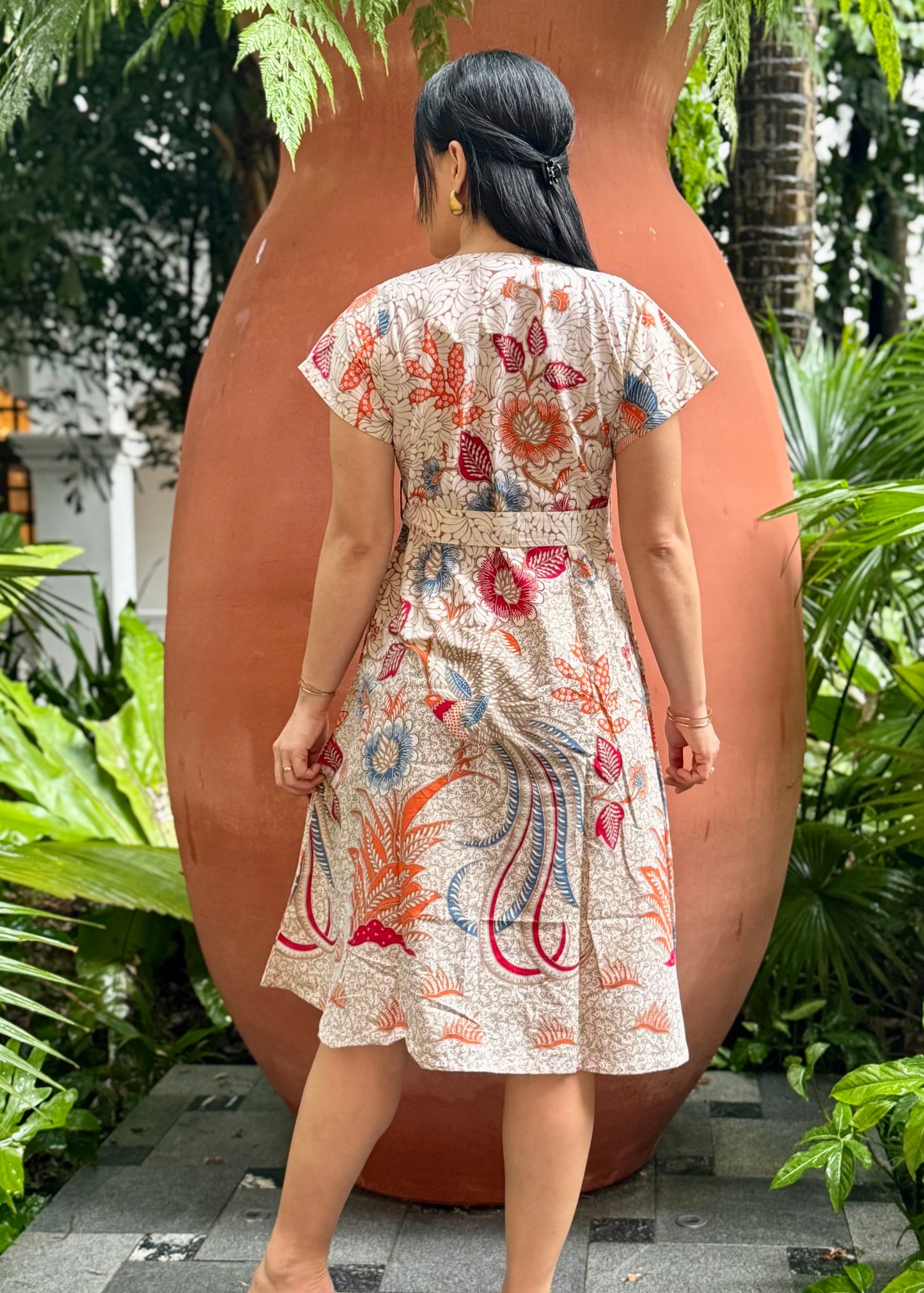 Kiki Batik Cotton Midi Dress | Royal Beige