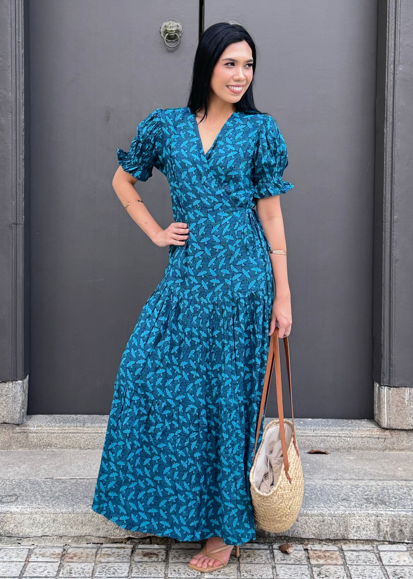 Della Wrap Dress | Blue Flock