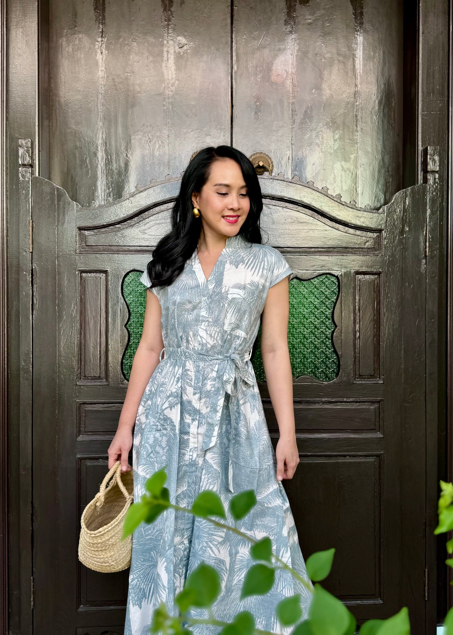 Kiara Cotton Dress | Grey Palm