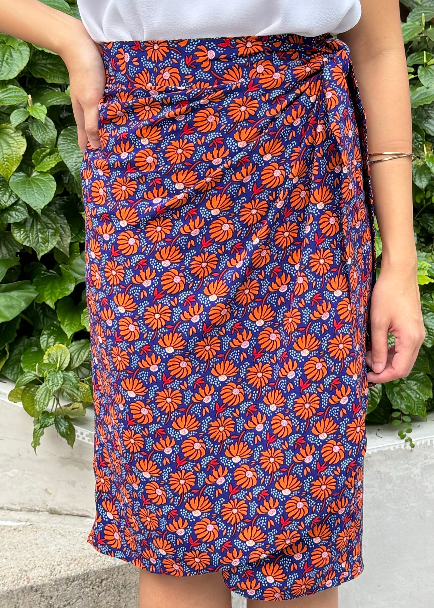 Naomi Wrap Skirt | Blue Orange