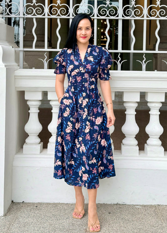 Calla Dress | Navy Floral