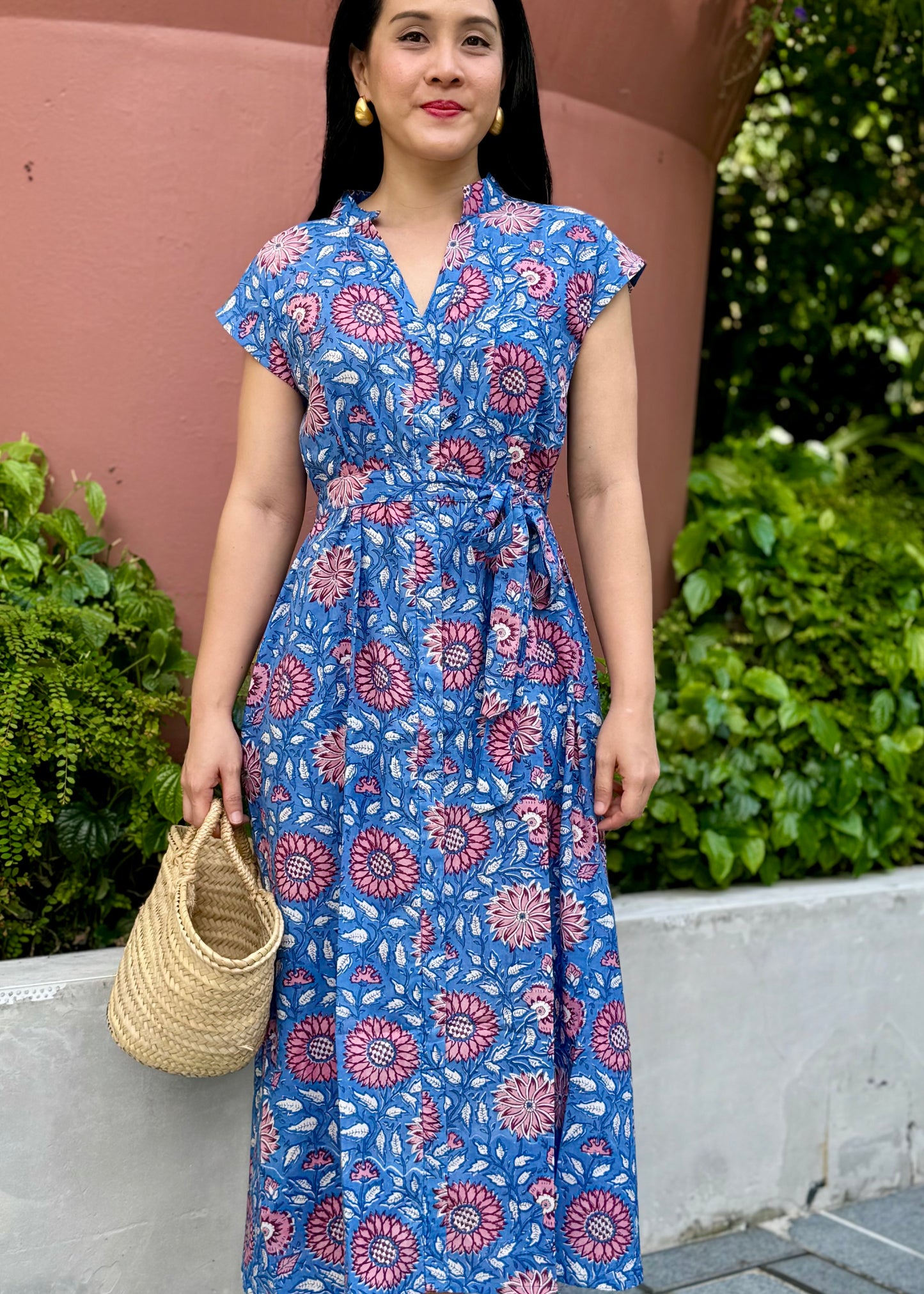 Kiara Cotton Dress | Sunflower Blue