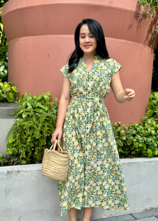 Kiara Cotton Dress | Mint Floral