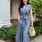 Kiara Cotton Dress | Steel Blue Floral