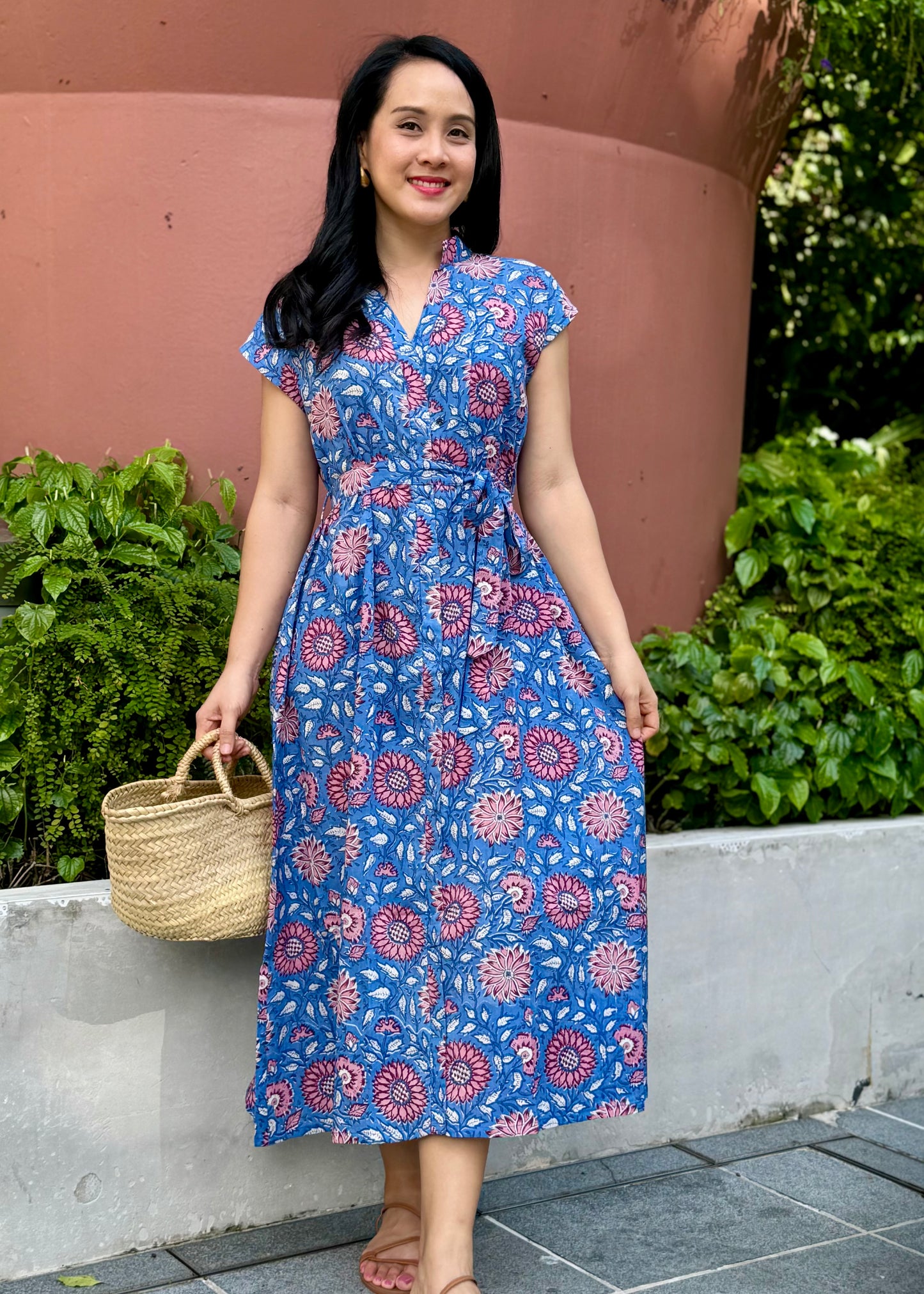 Kiara Cotton Dress | Sunflower Blue