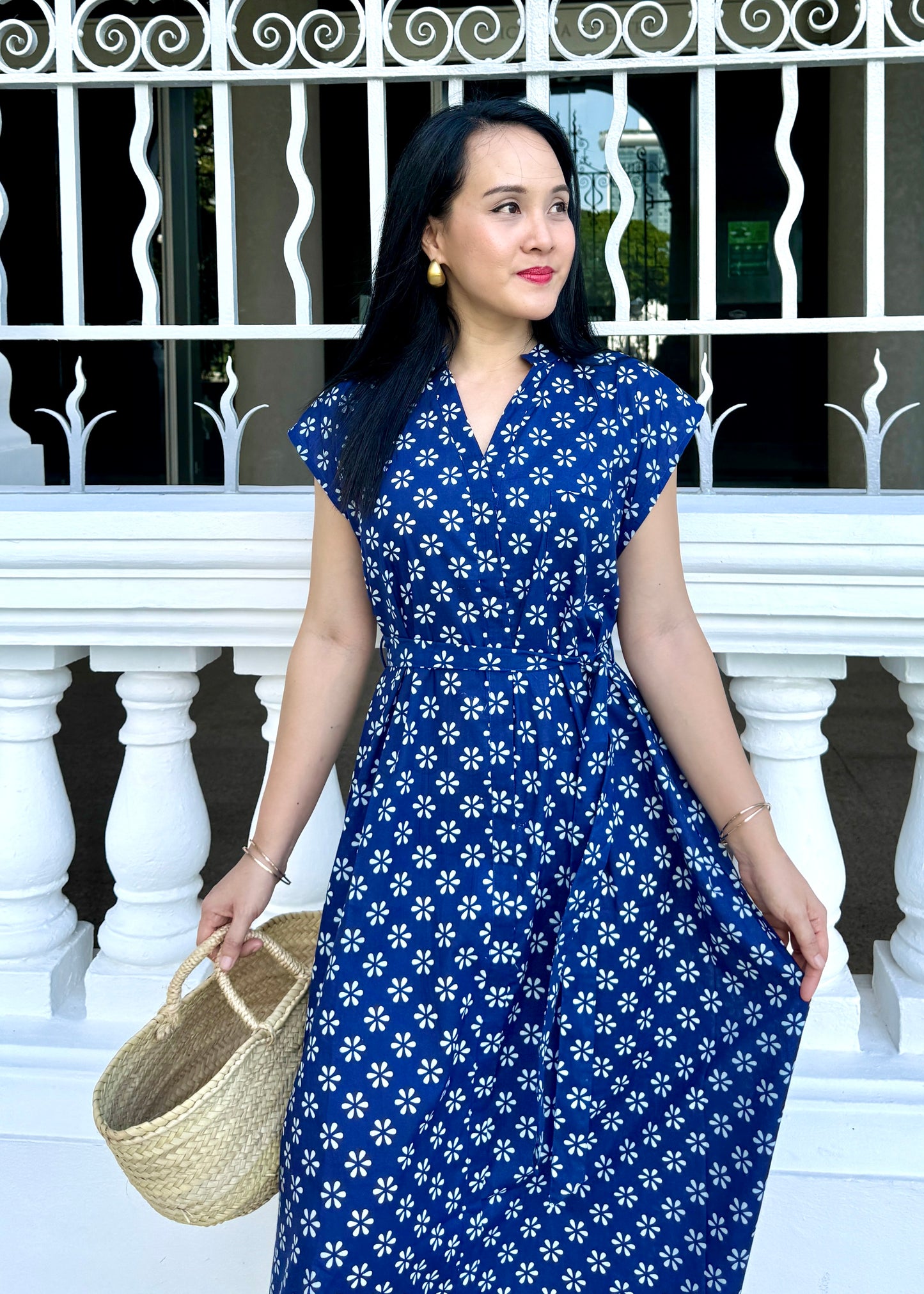 Kiara Cotton Dress | Blue Daisy [ DM for store availability ]