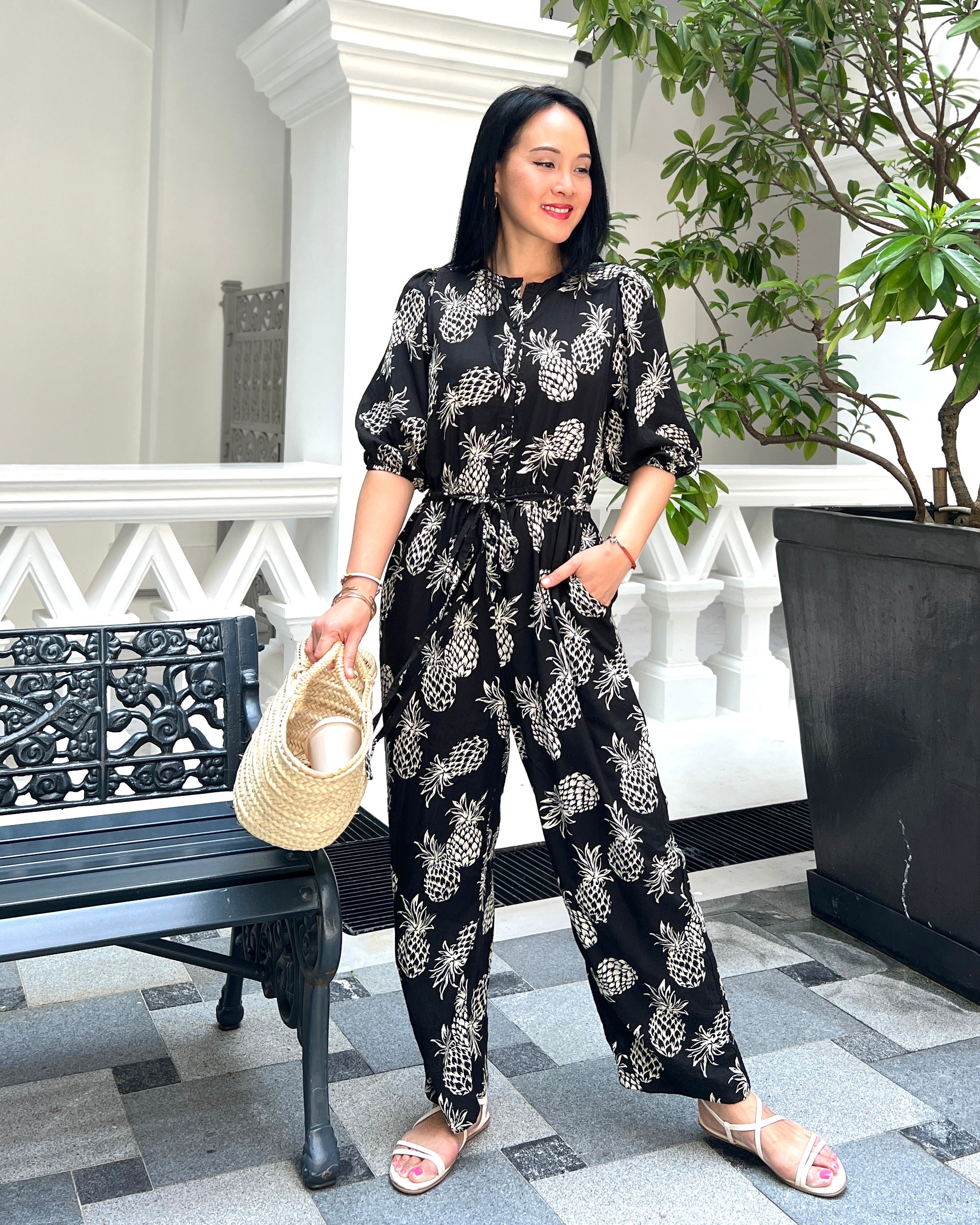 Tami Jumpsuit - Black Pineapple – vine and branches