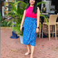 {PRE-ORDER} Jainee Plus Size Wrap Skirt - Batik Pink Turquoise