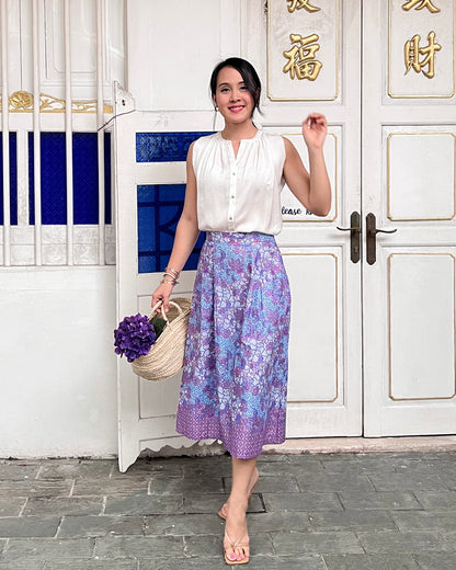 Suzie Batik A-line Skirt - Dreamy Lilac Blue